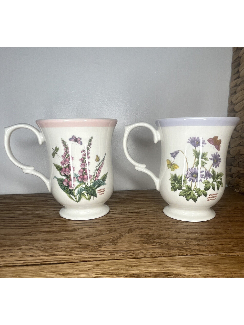 Portmeirion Botanic Garden Set of 2 Ceramic Floral Coffee Mugs 10 fl oz